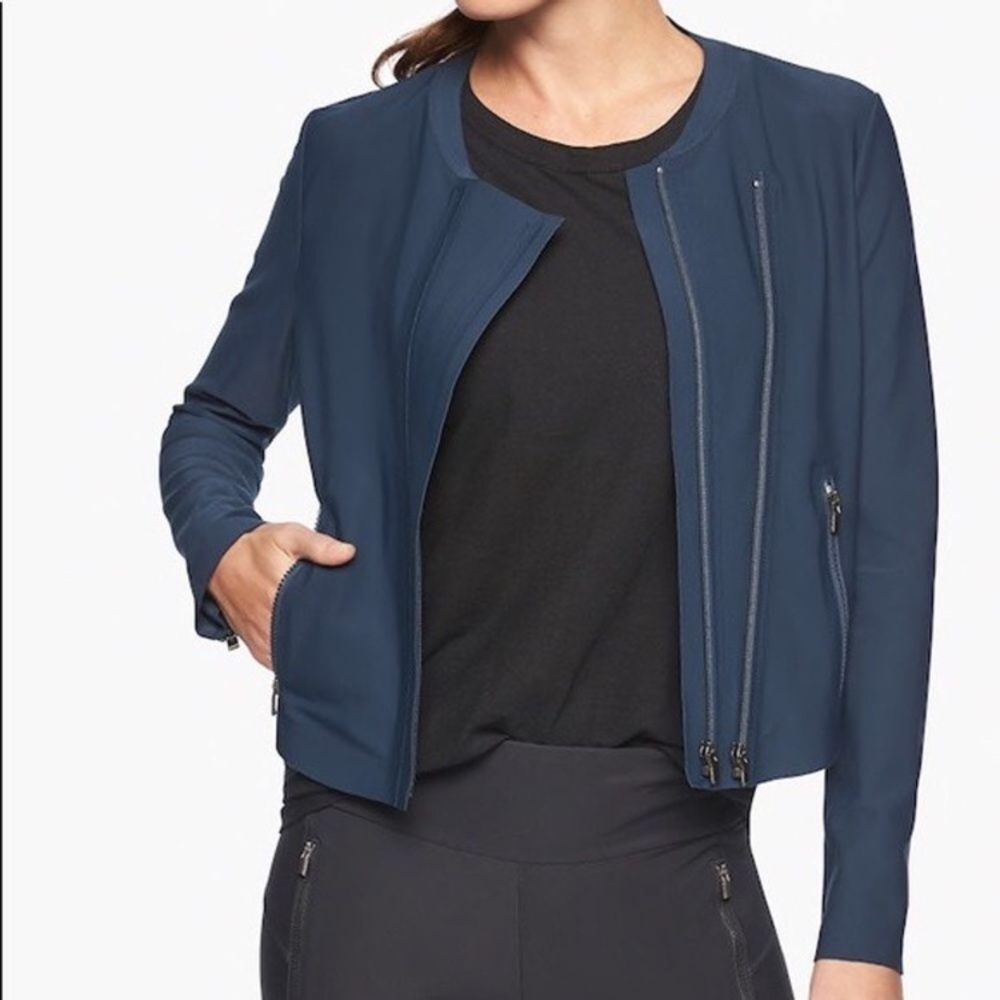 Athleta Stellar Blazer Moto Jacket Navy